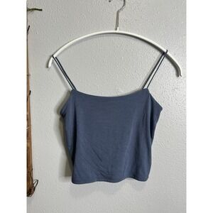 Mahina Cropped Womens Tank Small Blue Spaghetti Strap Super Soft beachy